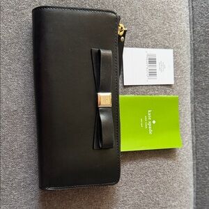 Kate Spade Black Wallet with Gold Bow